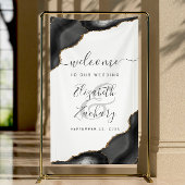 Elegant Black Gold Agate Wedding Welcome Spandoek
