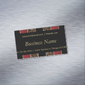 Elegant Black, Gold and Burgundy Leopard Stripes Visitekaartje Magneet (Voorbeeld)