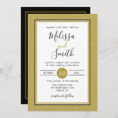 Elegant Black, Gold and White Weddenschap Kaart (Voorkant / Achterkant)
