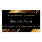 Elegant Black, Gold and Yellow Leopard Stripes Visitekaartje Magneet (Voorkant)