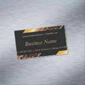 Elegant Black, Gold and Yellow Leopard Stripes Visitekaartje Magneet (Voorbeeld)