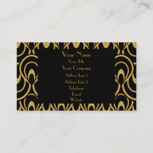 Elegant Black & Gold Art Deco Design Luxe Linen Visitekaartje