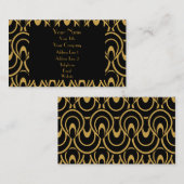 Elegant Black & Gold Art Deco Design Luxe Linen Visitekaartje (Voorkant / Achterkant)