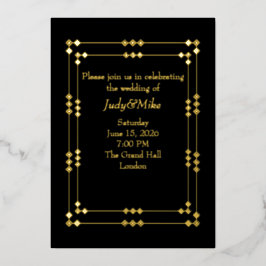 Elegant Black & Gold Art Deco Foil Invitation Folie Uitnodiging
