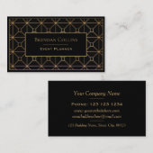 Elegant Black Gold Art Deco Geometric Visitekaartje (Voorkant / Achterkant)