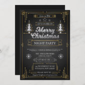 Elegant Black & Gold Art Deco-kerstfeest Kaart (Voorkant / Achterkant)
