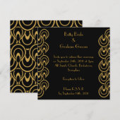 Elegant Black & Gold Art Deco Linen Invites Kaart (Voorkant / Achterkant)