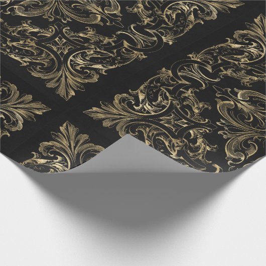 Elegant Black Gold Art Deco-ontwerp Cadeaupapier (Hoek)