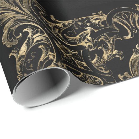 Elegant Black Gold Art Deco-ontwerp Cadeaupapier (Rol Hoek)