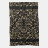 Elegant Black Gold Art Deco-ontwerp Theedoek (Verticaal)