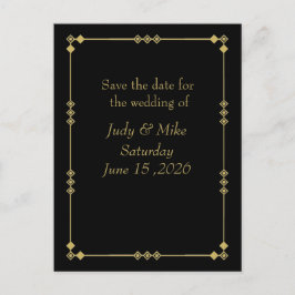 Elegant Black & Gold Art Deco Save the date card Aankondigingskaart