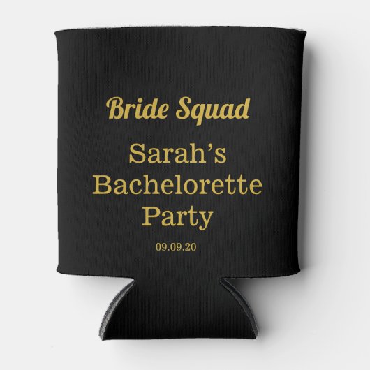 Elegant Black Gold Bachelorette Bride Squad Blikjeskoeler (Voorkant)