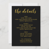 Elegant Black & Gold Bachelorette Itinerary Detail Kaart (Achterkant)