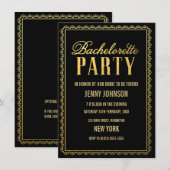 Elegant Black Gold Bachelorette Party Invite Kaart (Voorkant / Achterkant)