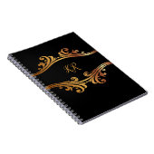 Elegant Black Gold Banner Design Monogramed Notitieboek (Rechterzijde)