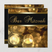 Elegant Black Gold Bar Mitzvah Kaart (Voorkant / Achterkant)