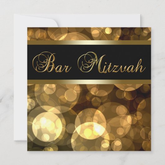 Elegant Black Gold Bar Mitzvah Kaart (Voorkant)