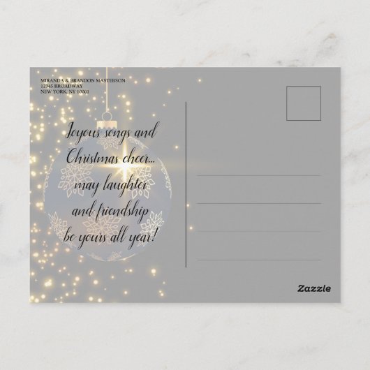 Elegant Black Gold Baubles - kerstuitnodiging Briefkaart (Achterkant)