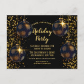 Elegant Black Gold Baubles - kerstuitnodiging Briefkaart (Voorkant)