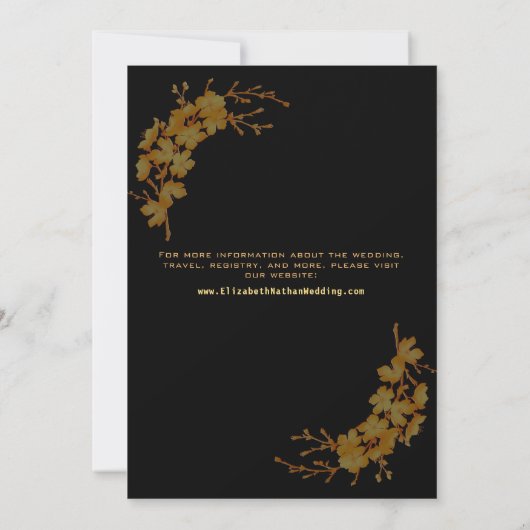 Elegant Black & Gold Birds Floral Pattern Save The Date (Achterkant)