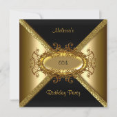 Elegant Black Gold Birthday Kaart (Voorkant)