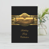 Elegant Black Gold Birthday Party Mannen 60th Kaart (Staand voorkant)