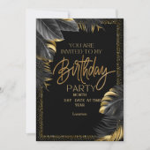 Elegant Black & Gold Birthday Uitnodiging (Voorkant)