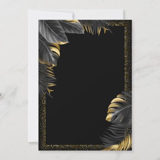 Elegant Black & Gold Birthday Uitnodiging (Achterkant)