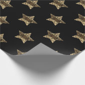 Elegant Black Gold-bliksemflits met kerststaren Cadeaupapier (Hoek)