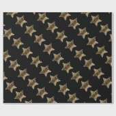 Elegant Black Gold-bliksemflits met kerststaren Cadeaupapier (Vlak)