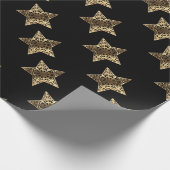 Elegant Black Gold-bliksemflits met kerststaren Cadeaupapier (Hoek)