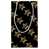 Elegant Black Gold-bliksemflits met kerststaren Klein Cadeauzakje (Achterkant)