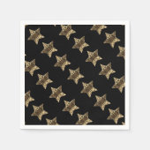 Elegant Black Gold-bliksemflits met kerststaren Servetten (Voorkant)