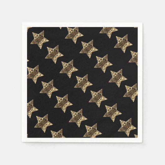 Elegant Black Gold-bliksemflits met kerststaren Servetten (Voorkant)