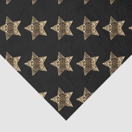 Elegant Black Gold-bliksemflits met kerststaren Tissuepapier (Detail)
