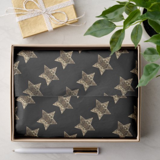 Elegant Black Gold-bliksemflits met kerststaren Tissuepapier (Geschenk)