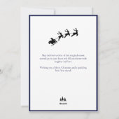 Elegant Black Gold Blue Script Christmas Tree Feestdagenkaart (Achterkant)