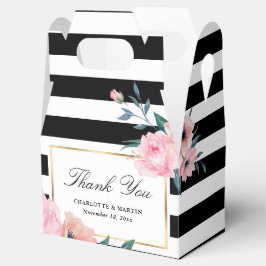 Elegant Black Gold Blush Pink Floral Wedding Bedankdoosjes