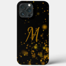 Elegant Black Gold Bokeh Effect Initiaal Monogram