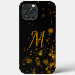 Elegant Black Gold Bokeh Effect Initiaal Monogram Case-Mate iPhone Case