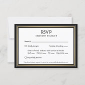 Elegant Black & Gold Border en maaltijdopties RSVP Kaartje (Voorkant)