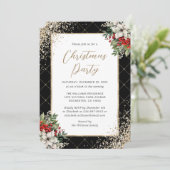 Elegant Black Gold Botanical Christmas Party Kaart (Staand voorkant)
