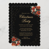 Elegant Black Gold Botanical Christmas Party Kaart (Voorkant / Achterkant)