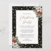 Elegant Black Gold Botanical Christmas Party Kaart (Voorkant)