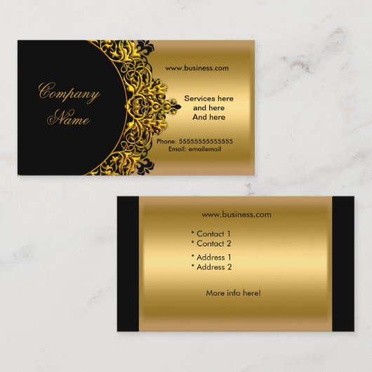 Elegant Black Gold Boutique Visitekaartje (Voorkant / Achterkant)