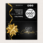 Elegant Black Gold Bow Classy Luminous Gift Card Kaart (Buitenkant ongevouwen)