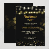 Elegant Black Gold Bow kerstfeest Kaart (Voorkant / Achterkant)