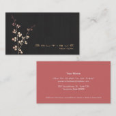 Elegant Black Gold Branch Leaves Visitekaartje (Voorkant / Achterkant)