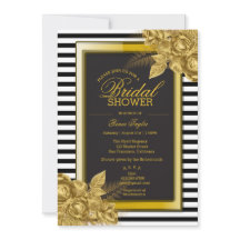 Elegant Black/Gold Bridal Shower-uitnodigingen
