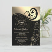 Elegant Black, Gold Bride, Vrijgezellenfeest Kaart (Staand voorkant)